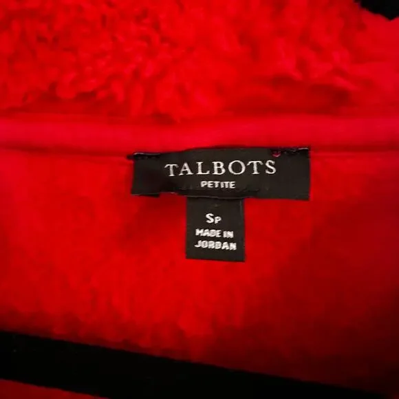 Talbots Women's Red Sherpa Solid Long Sleeve Jackets Size Petites Small - Picture 3 of 3